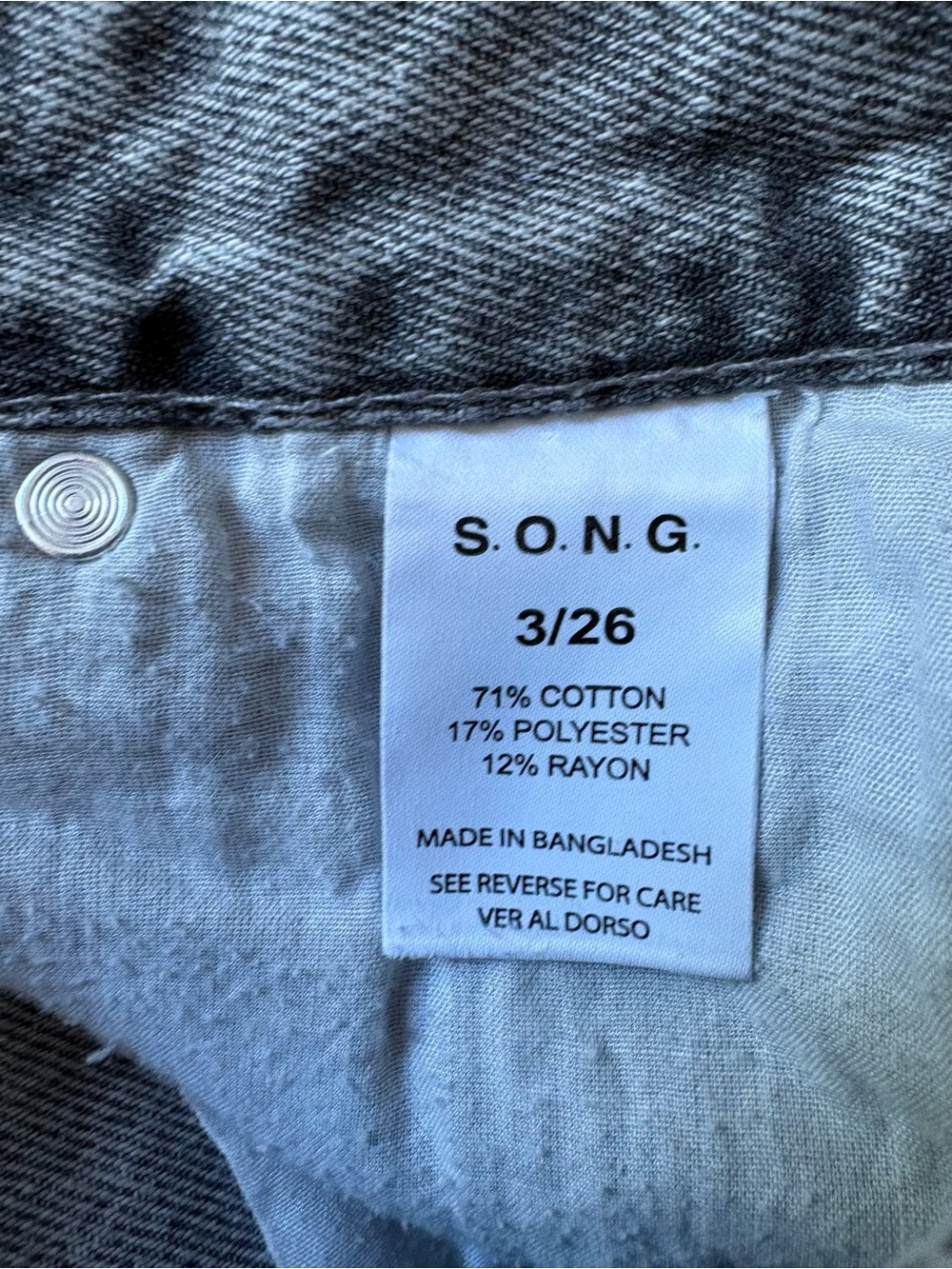 S.O.N.G. Grey Acid Wash Wide Leg Jeans Size 3/26 - Picture 8 of 8